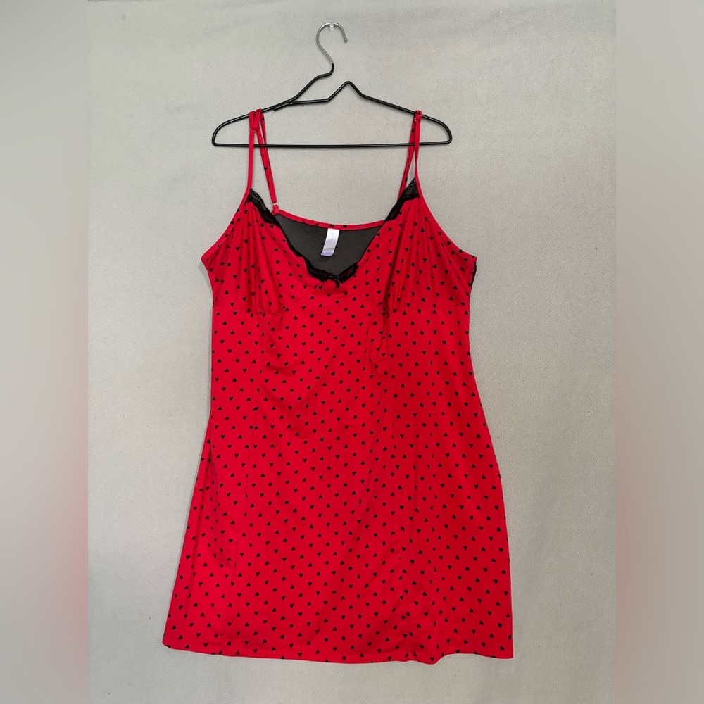 Red and Black Heart Polkadot Chemises 3XL Secret Treasures